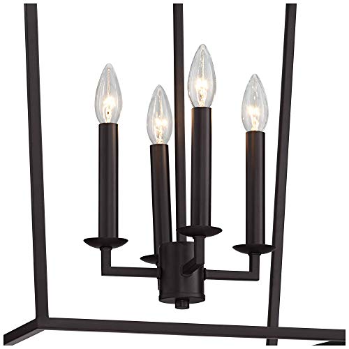 Franklin Iron Works Madison Bronze Foyer Pendant Chandelier Lighting 18" Wide Rustic Farmhouse Open Framework 4-Light Fixture Dining Room House Entryway Kitchen Bedroom Living Room High Ceilings #TOP4