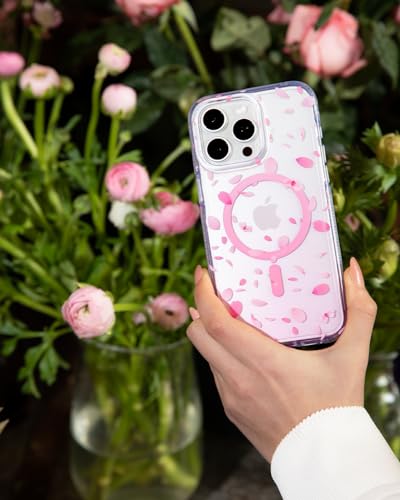 Image of Tech21 FlexQuartz Phone case for iPhone 15 Pro - Compatible with MagSafe - 15x Military Standard Protection - Cherry Blossom Design