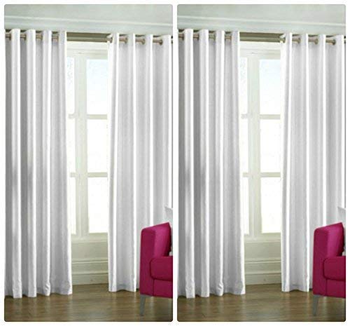 Exporthub 4 Piece Polyester Blend Eyelet Solid Long Door Curtain - 8 Ft, White