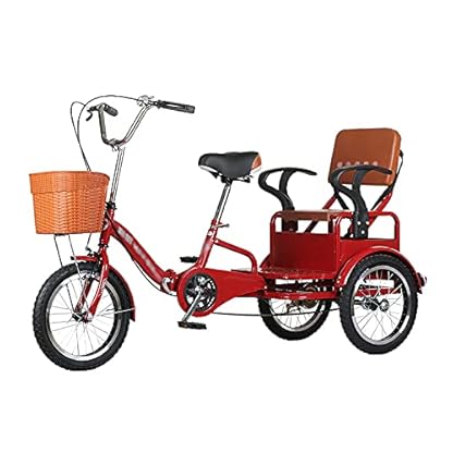 16-Zoll-Dreirad für Erwachsene, Singlespeed, mit Rücksitz, Cruiser-Fahrrad, Rahmen aus Kohlenstoffstahl, für Senioren, Damen, Herren, Belastung 250 kg, Radfahren, Treten – Bild 3