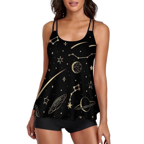 Maillot de bain tankini femme imprimé espace idéal pour les journées plage et piscine