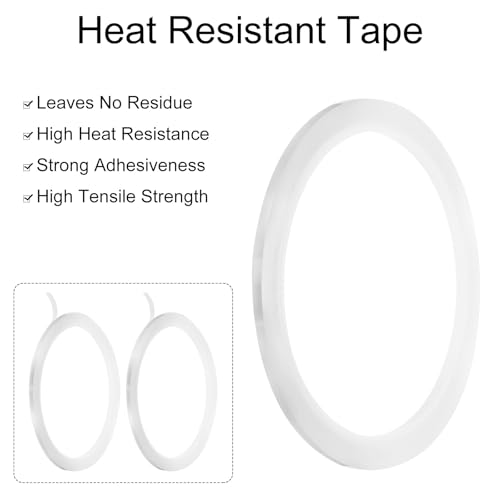 Image of uxcell Clear Heat Tape, 4 Rolls 3mmx33m 108ft High Temperature Heat Resistant Tape for Sublimation,Heat Vinyl Press,Heat Transfer, Circuit Board, No Residue