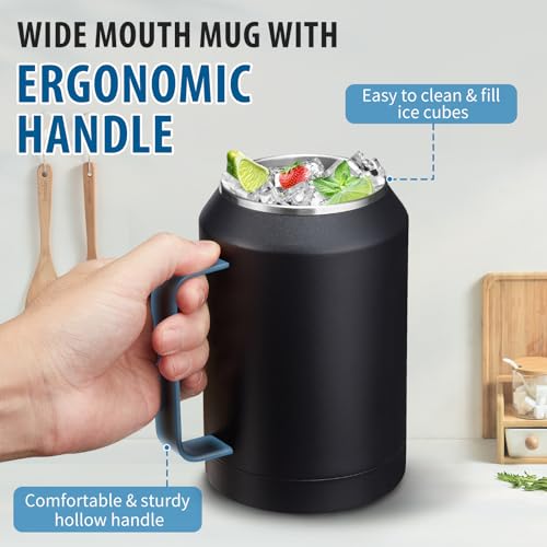 VICKNIY 32/50 oz Travel Coffee Mug Tumbler - w/Handle and Straw, 32oz Stainless Steel Mugs with Lid, Insulated Tumblers Cup Keep Cold-36H Hot-24H, Reusable Home Office Work Wide Mouth Water Bottle