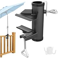 Supporto Per Ombrellone Da Ringhiera, Staffa Angolare Per Balcone, Morsetto In Acciaio Nero, Salvaspazio, Confezione Da 3 - 4