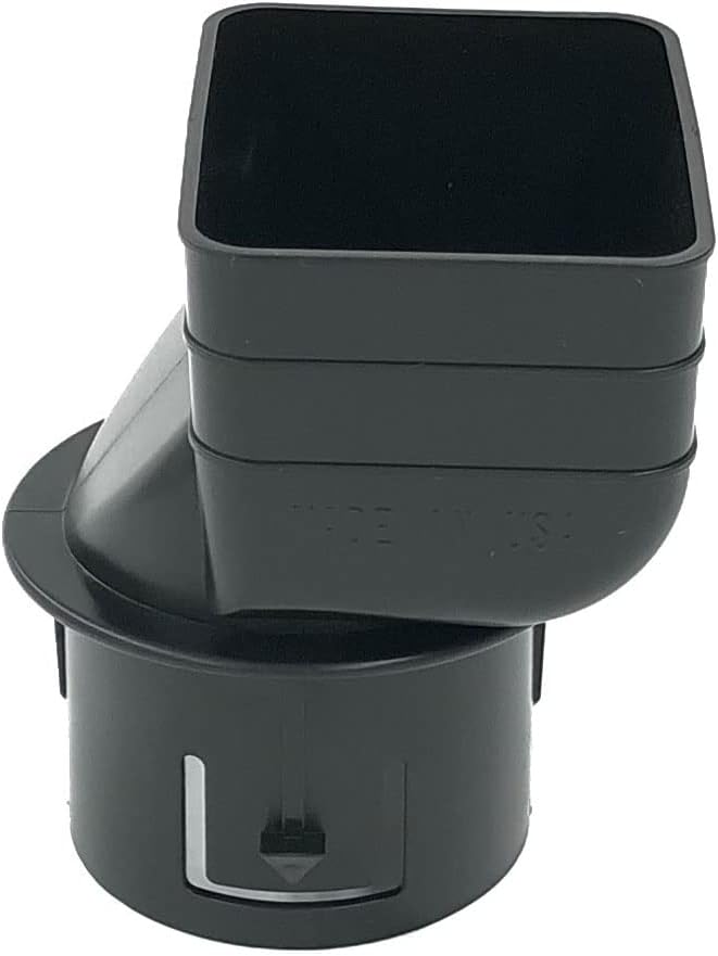 2x33 (Black) Plastic Universal Downspout to Drain Pipe Tile Adapter (3