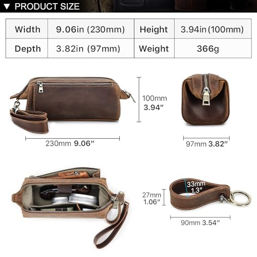 Travel Tobacco Pipe Pouch with Pipe Stand Full Grain Leather Smoking Pipe Accessories Organizer for 2 Pipes, Lighter, Cigarette - Image 6