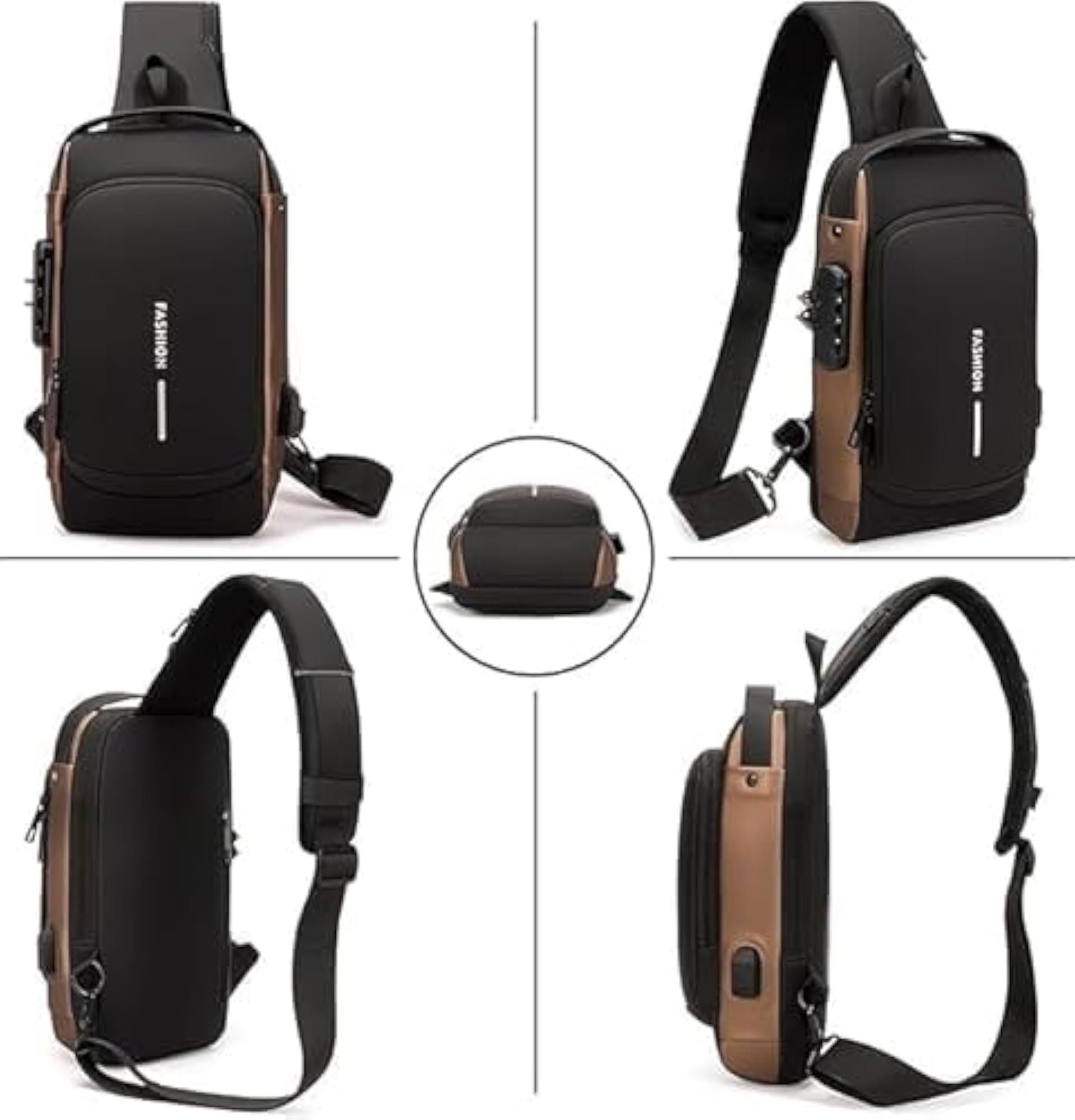 Anti-theft Crossbody Sling Bag with USB Charging