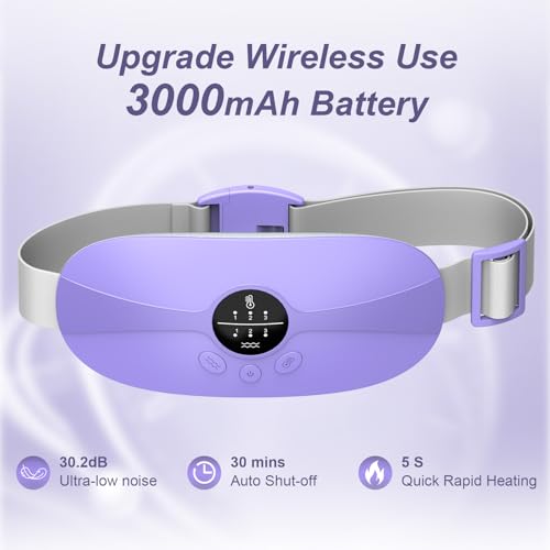 Image of Portable Cordless Heating Pad, 5s Fast Heating, 3 Heat Levels and 3 Massage Modes, Menstrual Heating Pads for Women and Girls (Purple)