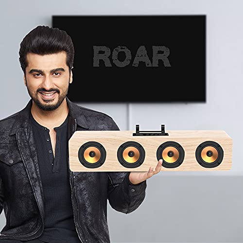 Image of LANDMARK LM BT1024FM 20W Wireless Bluetooth Soundbar, Wooden Finish, Bluetooth 5.0, 8Hrs Battery Life, Stereo Soundbar for Phone /TV /Laptop /Tablets /Projectors, Multi Modes Aux /TF Card /USB Drive (Oak)