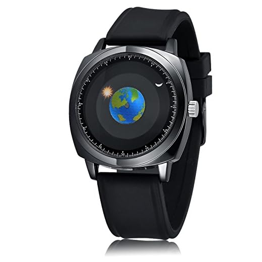 MINILUJIA 50M Waterproof World Map Watches for Men Classic Earth Globe Moon Sun Rotating Eye-catching Cool Unique Mens Watches with Gift Box