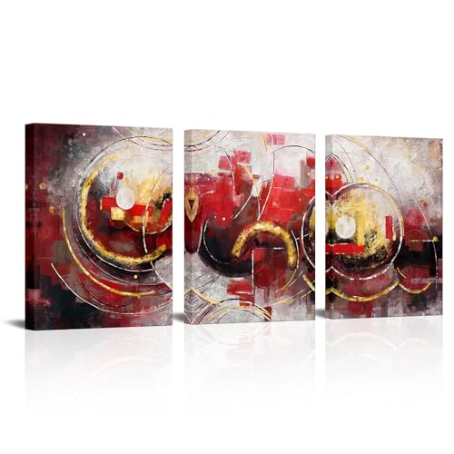 Nachic Wall Red Abstract Painting Decor Modern Circles Picture Wall