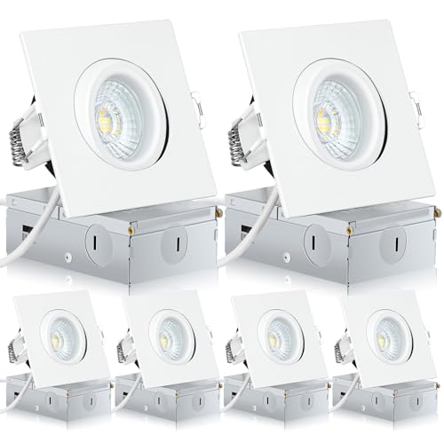 KnLnny Ware Square 3 Inch Eyebal LED Recessed Spot Light 6 Pack,White