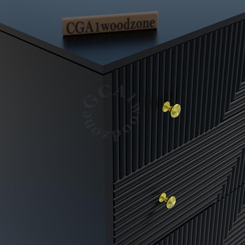 Image of Wooden Chest of Drawers | 3 Drawers Dresser Console Cabinet for Bedroom, Living Room, Drawing Room & Office | Multipurpose Storage Sideboard | HDMR Premium Wood & Iron, Black