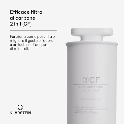 Klarstein AquaFina - Filtro CF, sistema filtrante 2 in 1, depurazione d'acqua, filtro a carboni attivi - 2