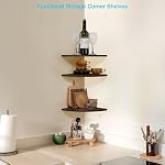 Corner Wall Shelves, Wood Corner Floating Shelves with Cable Raceway, Wall Mount Storage Display for TV Accessories, Monitor, Speaker (Carbonized Dark Brown, Fan-Shaped- 10 Inch) - Image 5