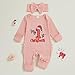 FYBITBO My First Christmas Baby Girl Outfit Newborn Long Sleeve Romper Onesie Infant Jumpsuit Fall Winter Clothes Outfits (Pink Santa Hat, 0-3 Months)