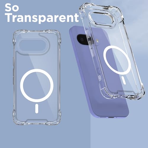 Image of Amazon Basics Back Cover for Google Pixel 9A Mag-Safe Shockproof PC + TPU Protective Case Magnetic Support Bumper Case (Transparent Mag-Safe)