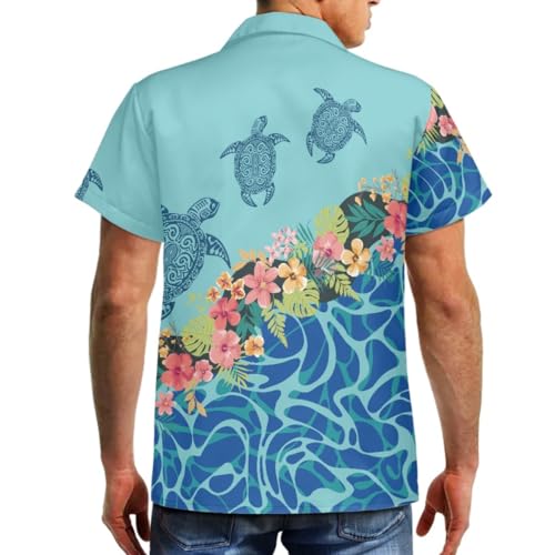 ENLACHIC Men's Polynesian Tribal Print Casual Short Sleeve Button Down Summer Beach Aloha Hawaiian Shirts3