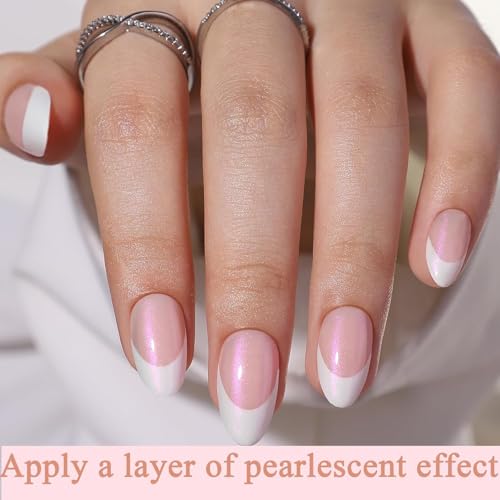 Image of 9 Color Press On Nails Fake Nail 216 Pcs, French tip press-on nails, Press on Nail, Artificial Nail Extensions Combo in Multicoloured, Full Cover Glossy Nude False Acrylic Nails for Women Girls (04, 216 count (Pack of 1))