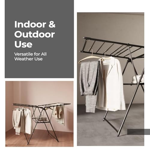 Image of Lifelong Foldable Clothes Drying Stand | Clothes Stand for Home & Balcony|Heavy-Duty Metal Laundry Rack with Hanger Slots & Expandable Wings |Rust-Resistant Cloth Dryer for Indoor & Outdoor Use