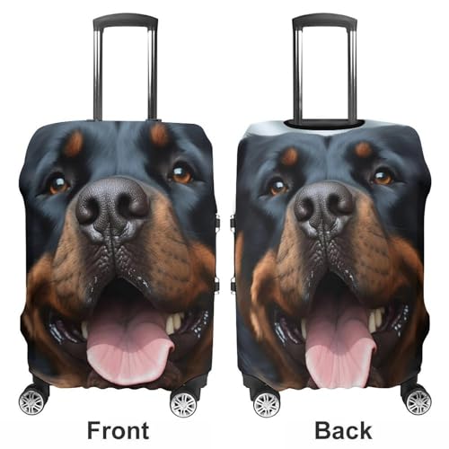 Rottweiler Dogs Tongue Head Luggage Cover, Washable Elastic Suitcase Cover Protector Fit 18-32 Inch Luggage3