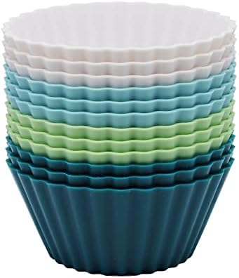 SAWNZC Large Silicone Baking Cups, 12 Pack Reusable Cupcake Liners, 3.54 inch Muffin Liners Cupcake Molds, Jumbo Size, Stand alone, Dishwasher Safe