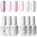Gellen Gel Colors Nail Polish Set - Baby Pinks Series Pure And Glitters Nail Art Manicure Pedicure Kit