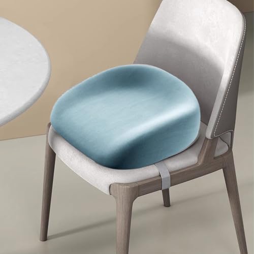 FANSU Baby Toddler Booster Seat Cushion Square, Cotton Kid Dismountable Heightening Dining Chairs Pad Washable Highchair Booster Cushion Mat with Straps (Blue)