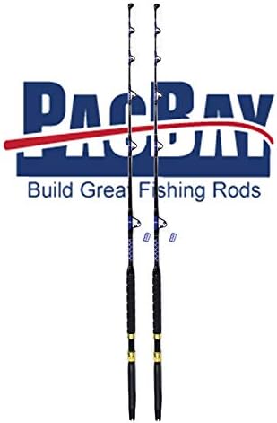 Xcaliber Marine Pair (2) Tournament Series 30-80lb Saltwater Trolling Rod w/Pac Bay Guides (Blue & Silver)