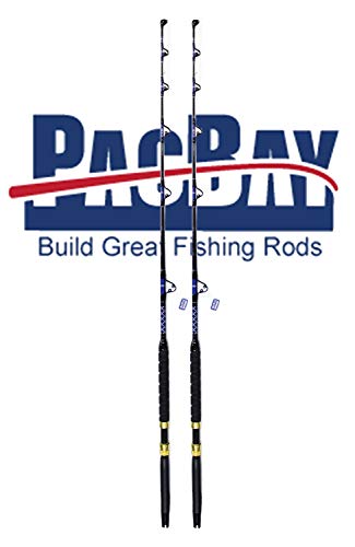 Xcaliber Marine Pair (2) Tournament Series 30-80Lb Saltwater Trolling Rod W/Pac Bay Guides (Blue & Silver) #TOP24