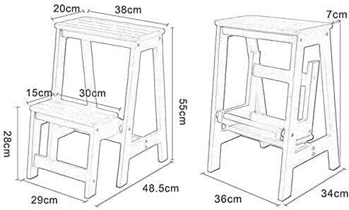 OKUOKA Chair Adult Folding Shoe Bench, Stairway Seat, Wooden 2-Step Ladder, Non-Slip Library, Bedroom, Living Room, Easy to Store, 48.5×29×55Cm,Step Stool with Handle Step Stool (Color :