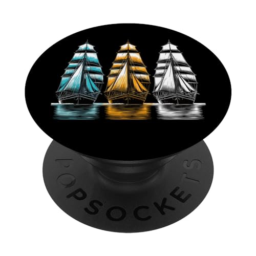 Sailing Ships s 'I saw three ships' Christmas Carol PopSockets Swappable PopGrip, Black