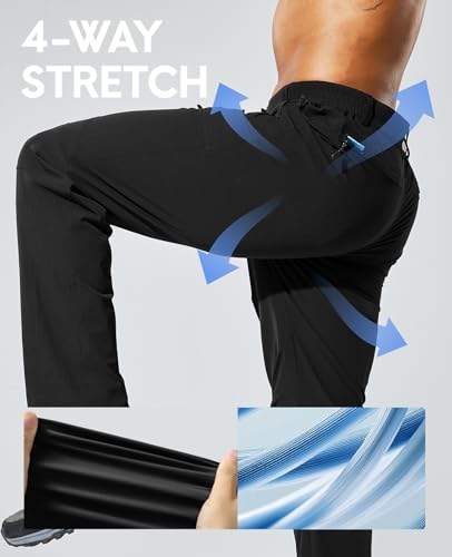 Haimont Wanderhose Outdoor Hosen für Herren 4-Wege-Stretch Cargohose mit 6 Reißverschlusstasche, Schwarz, XXL