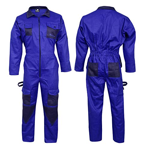 NORMAN Royal Blue Men's Coveralls Boiler Suit Overalls For Warehouse Mechanics Work wears (M)