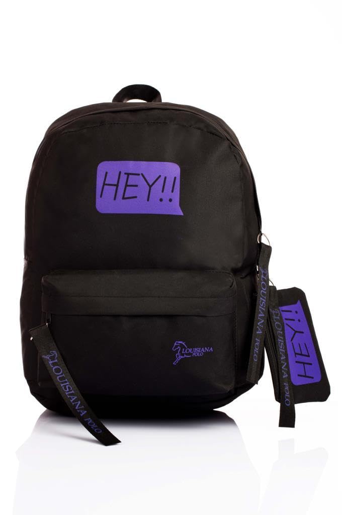 Louisiana Polo Laptop Bölmeli Okul Çantası Hey!!! Siyah Mor 1525
