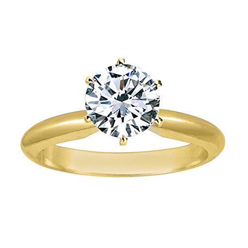 14K White Gold 1 Carat Lab Grown 6 Prong Solitaire Round Cut IGI CERTIFIED Diamond Engagement Ring (1 Ct,E-F Color VS2-SI1 Clarity)