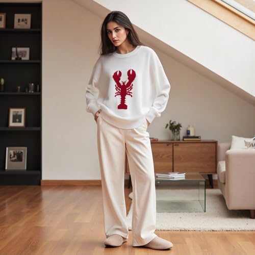 Giraropa Mommy and Me Outfits Lobster Long Sleeve Loose Knit Sweater Mom and Daughter/Son Family Matching Outfit Fall Clothes4