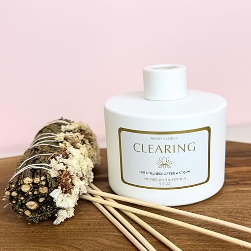 Image of Clearing Scented Reed Diffuser Phthalate-Free 6.5 oz | Calming Lavender, Jasmine & Palo Santo | Stillness After a Storm | Space-Cleansing Home Fragrance