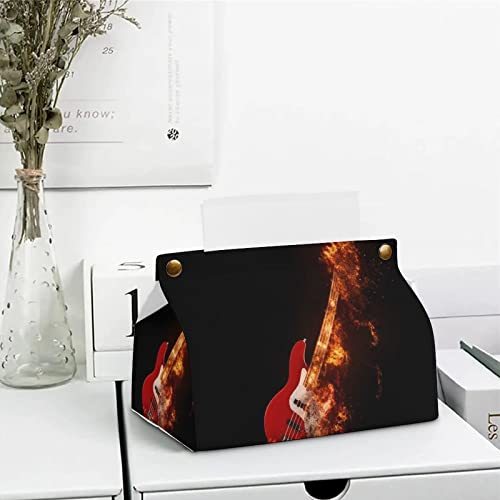 Funnystar Epic Rock Bass Guitar On Fire Pu Tissue Bag Portable Tissue Box Cover Modern Storage Case For Bathroom Night Stands Car Office #TOP4