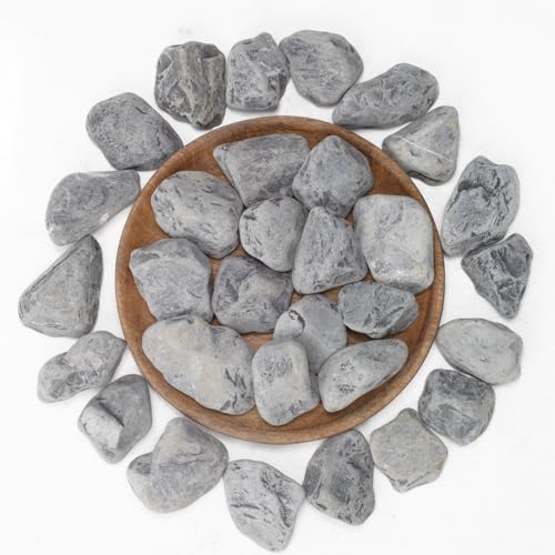 Image of LOIOOJ Black Natural River Rocks, 2-2.5 Inch Decorative Stones for Plants, Garden, and Landscaping - 10LB, Ideal for Walkways, Vases, Crafting, Home Decor, and Outdoor Landscaping