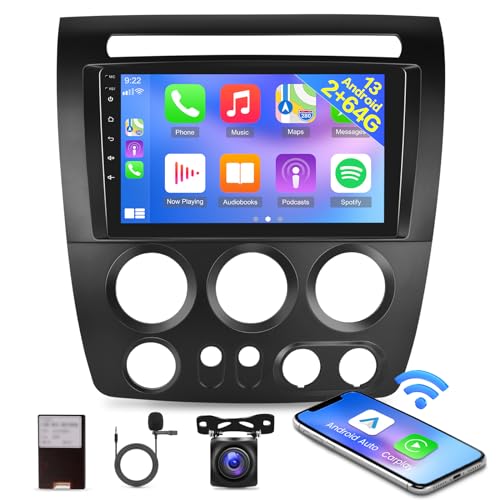 [2G+64G] Car Radio for Hummer H3 2005 2005 2006 2007 2008 2009 2010, Android 13 Touch Screen Hummer H3 Stereo, Carplay/Android Auto/WiFi/SWC/Bluetooth+AHD Backup Camera
