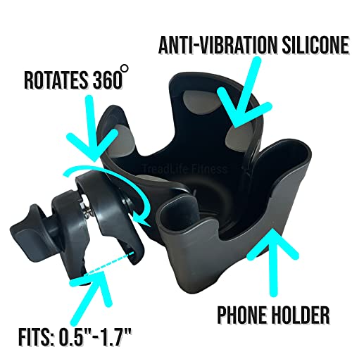 Treadlife Fitness The Cardio Buddy - Water Bottle And Phone Holder - Designed For Most Treadmills, Ellipticals, Exercise Bikes thumb #2