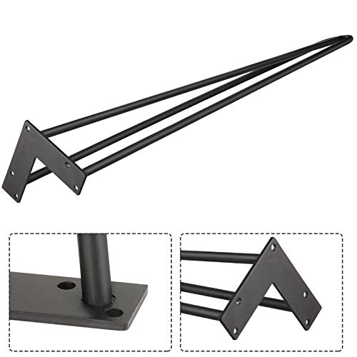 NewWay 28\" Set of 4 Heavy Duty Hairpin Metal Table Legs, 3 Rods Legs Suitable for DIY Coffee Table Office Table Bar Table etc.