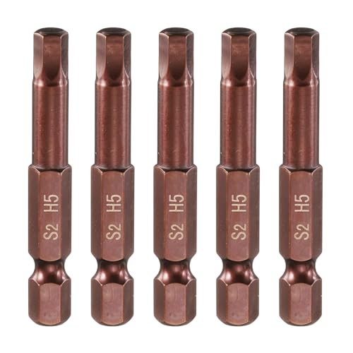 Image of sourcing map 5pcs Hex Head Wrench Drill Bit 5mm(H5) Metric 1/4" Hex Shank 2"(50mm) Length S2 Steel Magnetic Impact Drivers Screwdriver Bit Industrial Grade Hexagon Electric Drill Bits