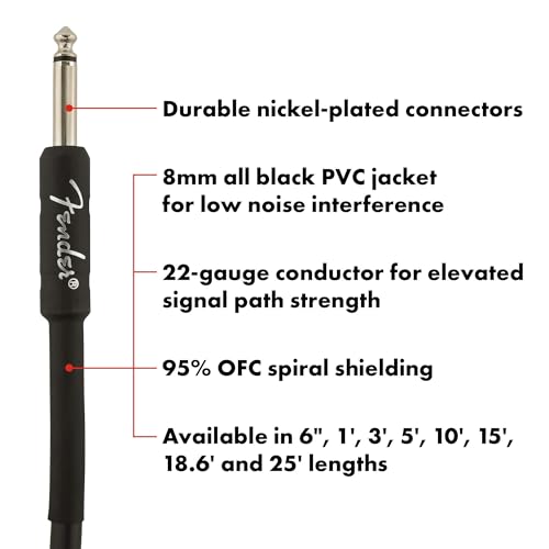 Image of Fender Professional Series Instrument Cable, Straight /Straight, Black, 25ft