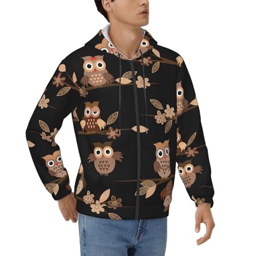 Sweat-shirt hibou marron homme coupe ample fin des pulls inconfortables