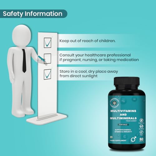 Image of CUREFOREVER Multivitamin & Multimineral for Men with 27 Key Nutrients with Vitamin C, D3, K2, B12, Biotin & Zinc for Enhanced Energy, Stamina, and Immunity (60 Count (Pack of 2))