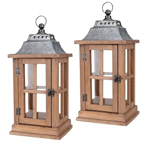 Bdor Lantern Decorative (Set of 2) – 15in IP65 Waterproof Vintage Style Candle Lantern, Decorative Lanterns for Home Decor, Indoor Outdoor, Front Porch, Garden, Farmhouse Weddings Style (No Candles)