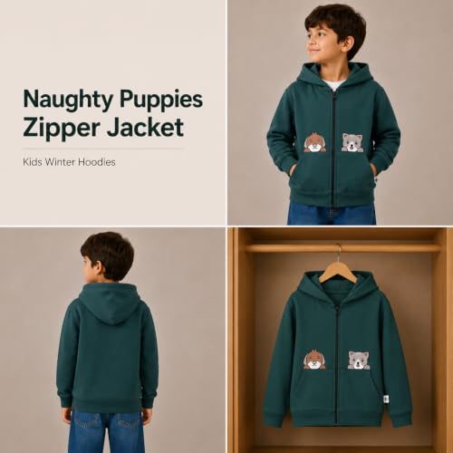 Image of The Mom Store Winter Jackets for Kids | Cute Sweatshirt and Cool Hoodies for Baby Boy and Baby Girls | with Zippers | Hoodie Cap