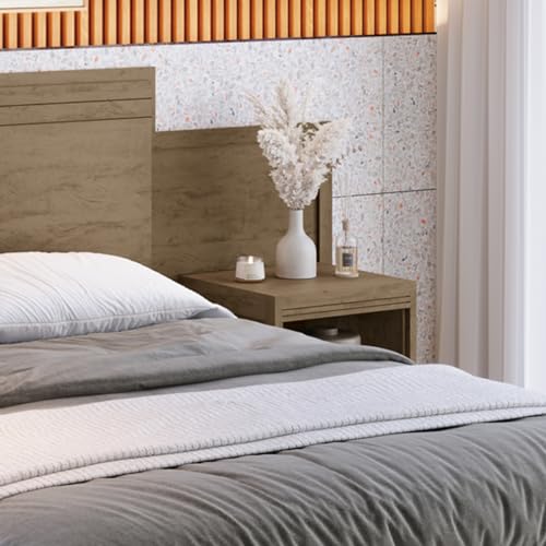 Cabeceira Dinamarca Castanho Para Cama Casal e Queen Com Criados